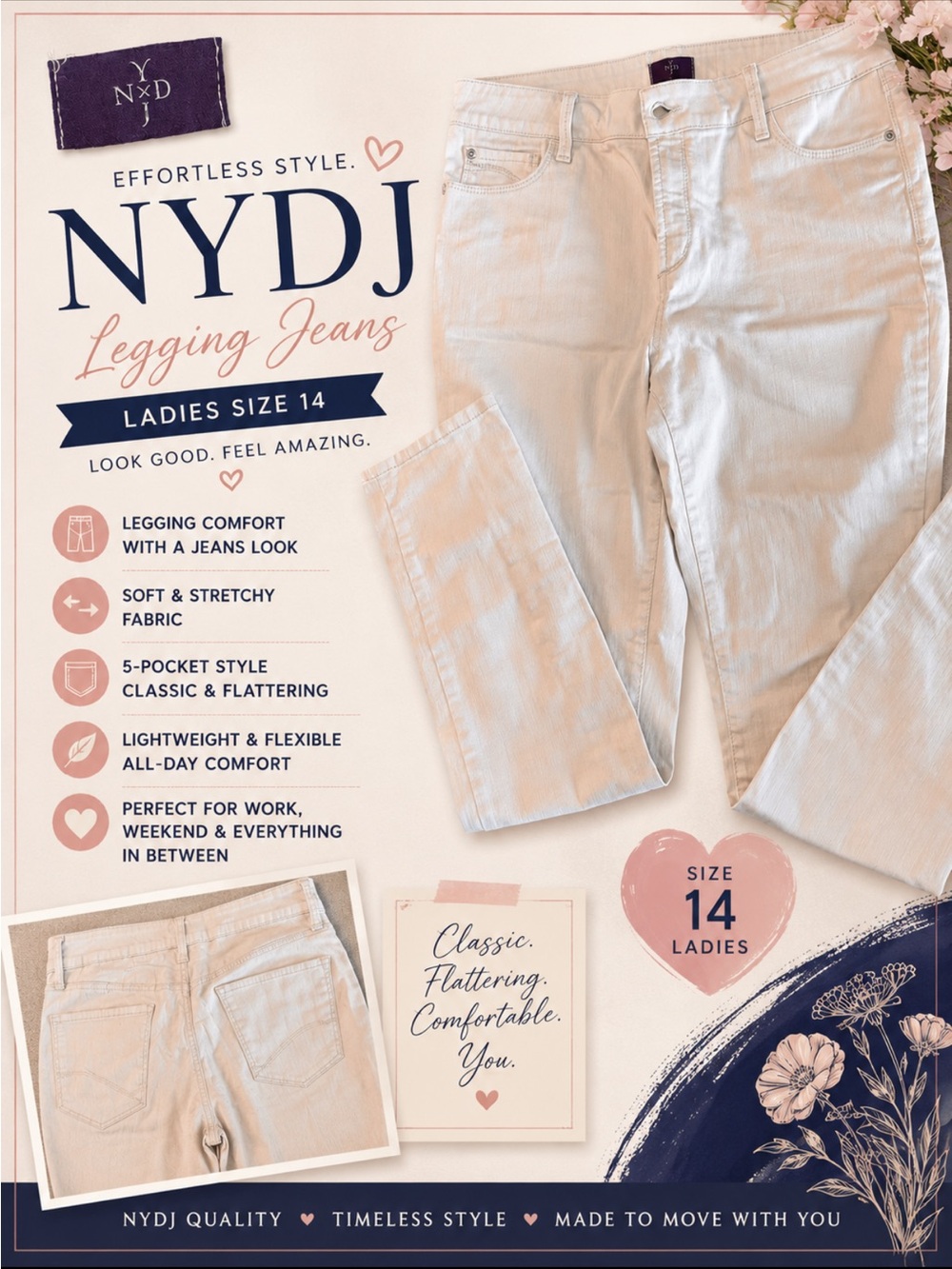 NYDJ  light tan Legging Jeans - Size 14